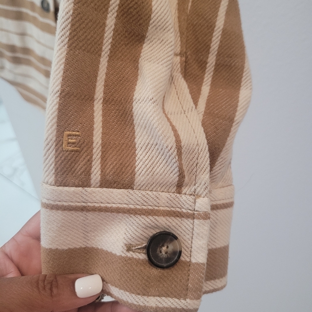 Everlane Beige and Brown Striped Shirt - Picture 6 of 10
